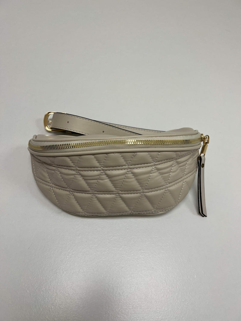 cream quilted fanny pack 