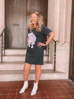 jersey sequin tiger oversized tee/dress with pockets