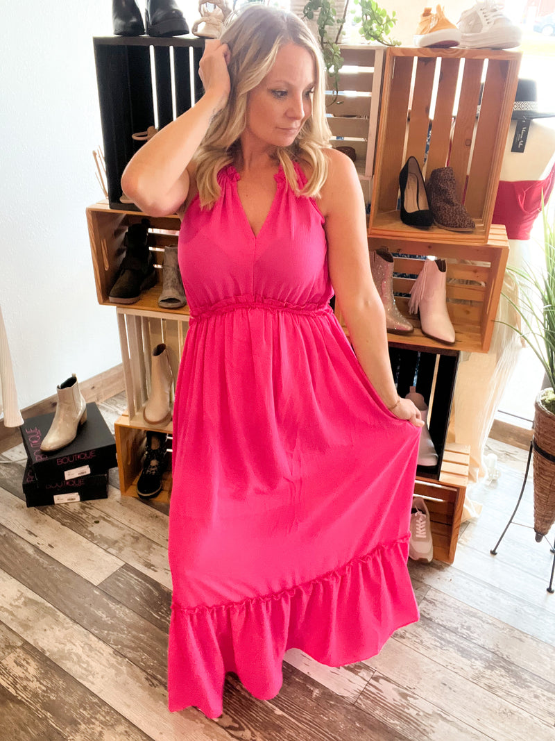 Charming Hot Pink Maxi Dress