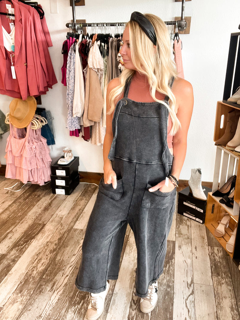 Lainey Washed Knit Overalls