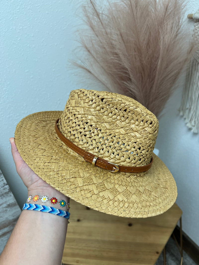 Brown Belt Straw Hat