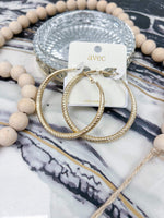 gold textured hoop earring