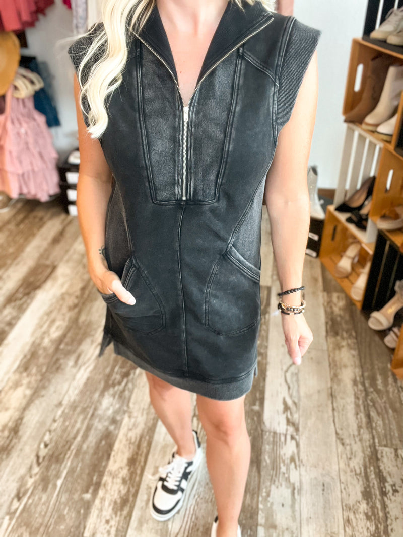 Mineral  Wash  Sleeveless  Dress