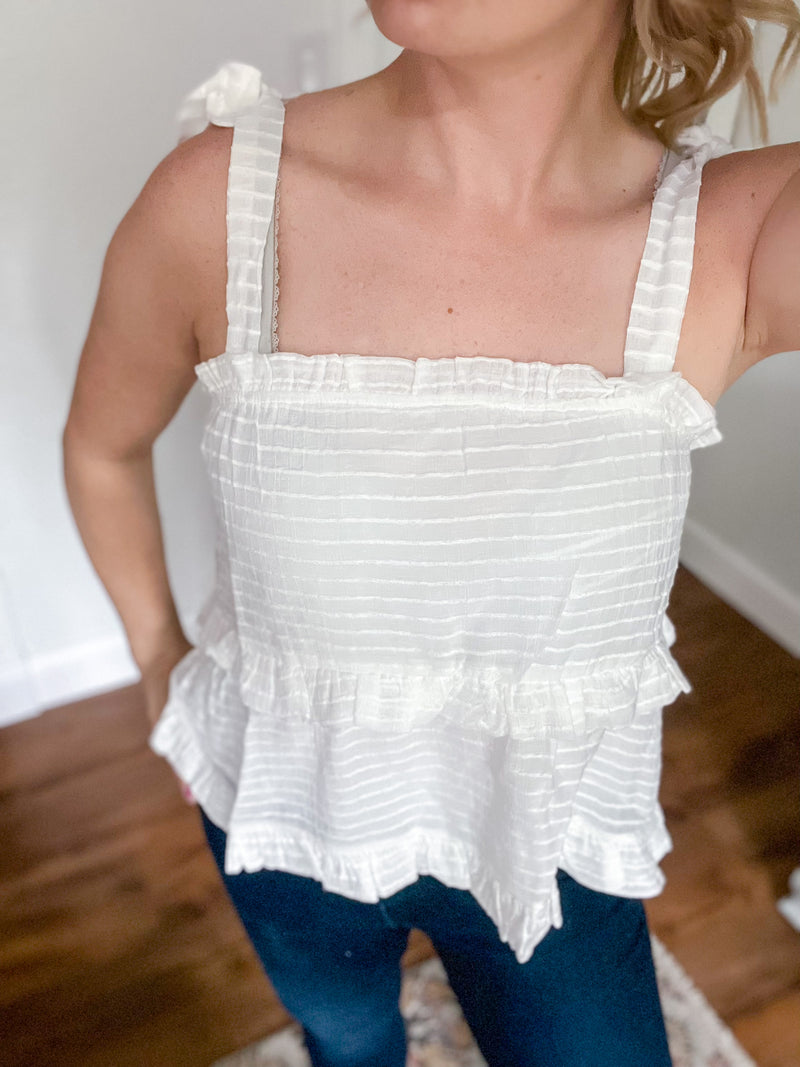 Tiered Ruffle Top with Self Ties