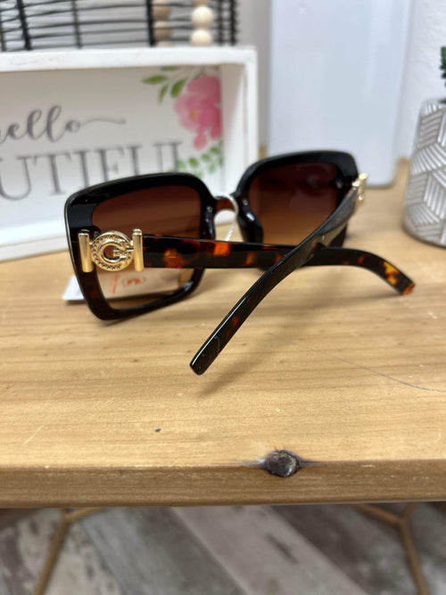 tortoise rhinestone square sunglasses