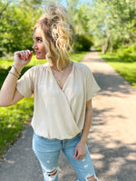 Erin Ruching Surplice Short Sleeve Top