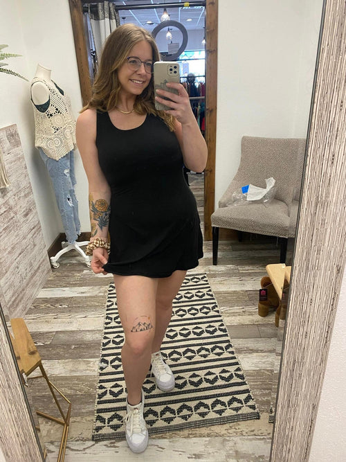 rae mode black tennis romper dress