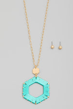 Threaded Hexagon Pendant Necklace Set