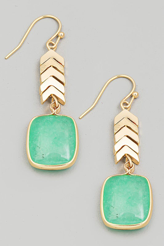 mint arrow semi precious earrings 