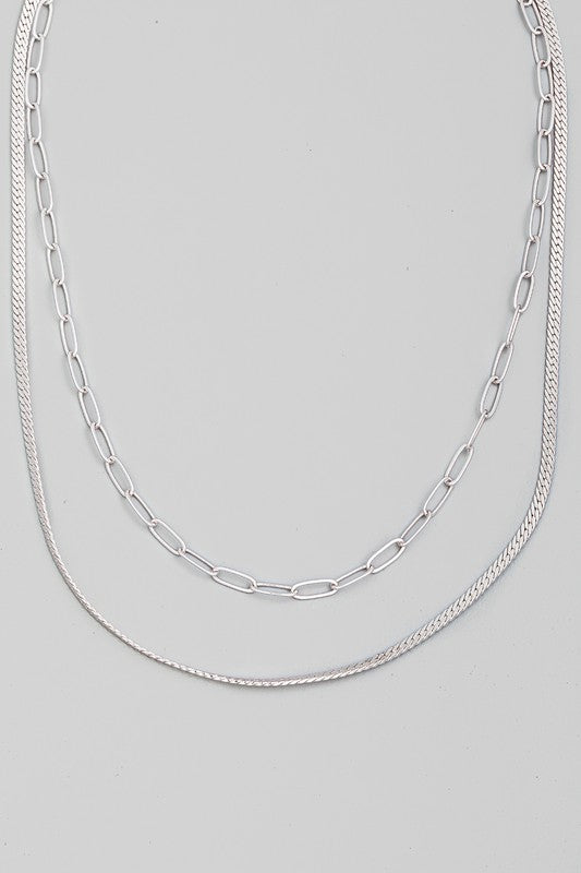 silver double layer necklace 