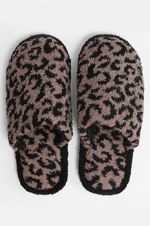 leopard print fuzzy slippers