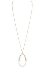 Metal Teardrop Pearl Necklace