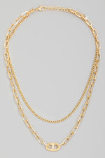 Layered Necklace with Chain Link Charm