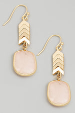 pink arrow semi precious stone earrings 