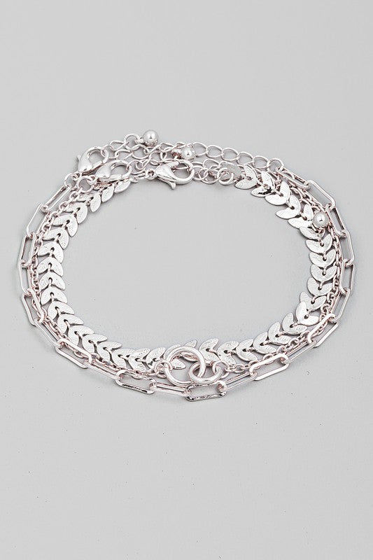 silver bracelet chain set 