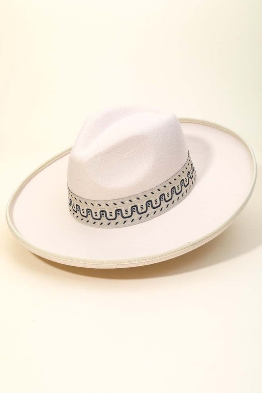 Boho Stripe Pattern Wide Brim Hat