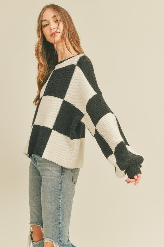 Black and White Checkered Sweater 
