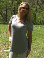 curvy comfy v-neck tee gray