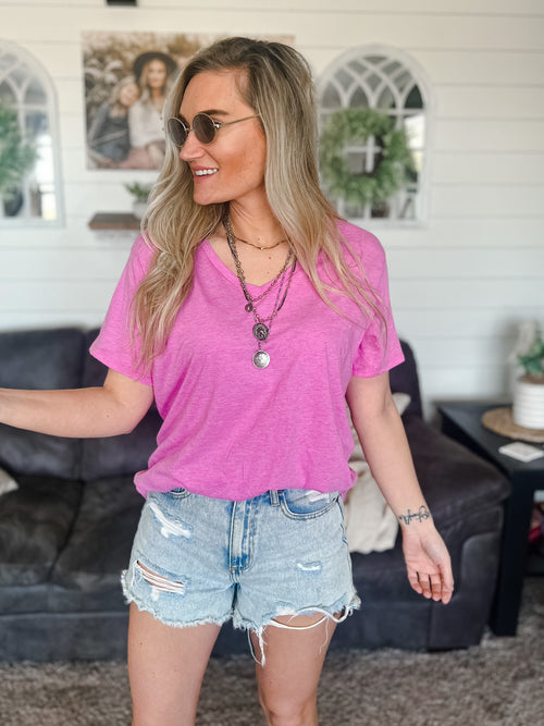 mauve boyfriend relaxed fit tee with v-neck