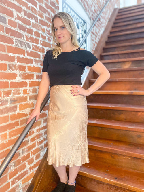 leopard print mermaid satin midi skirt in taupe