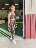 Snake Skin Foil Print Sports Bra