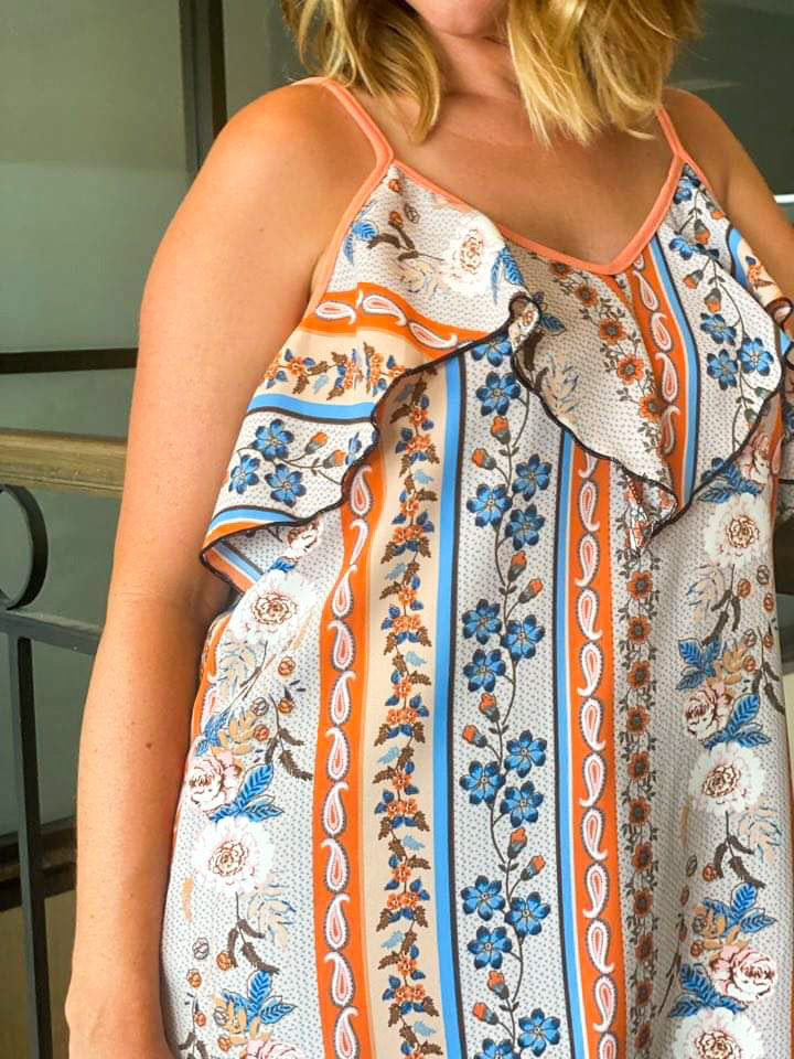 Boho Tribal Print Ruffle Tank