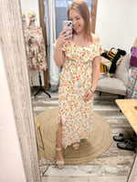 Ruffle Smocked Waist Floral Maxi Dress