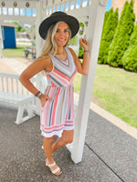 pink striped summer dress with pockets 