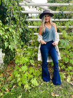 T. Green V-neck ribbed tank 