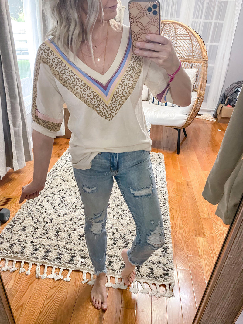 Destroyed Hem Beach Splash Jeans