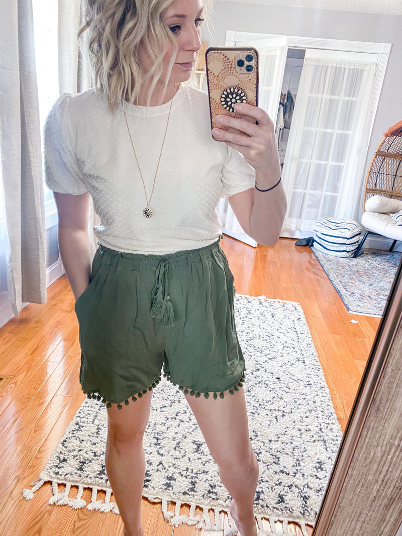 Tassel Tie Pom Shorts