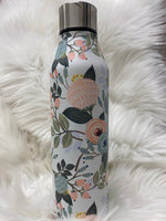 peach floral insulated water bottle 