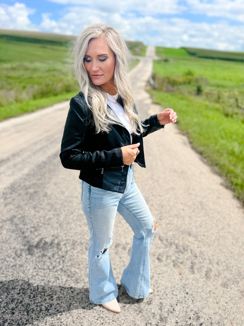 Cristy Vegan Leather Moto Jacket