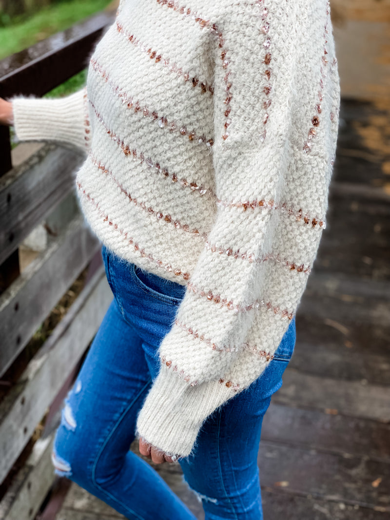 Jolene Fuzzy Striped Sweater