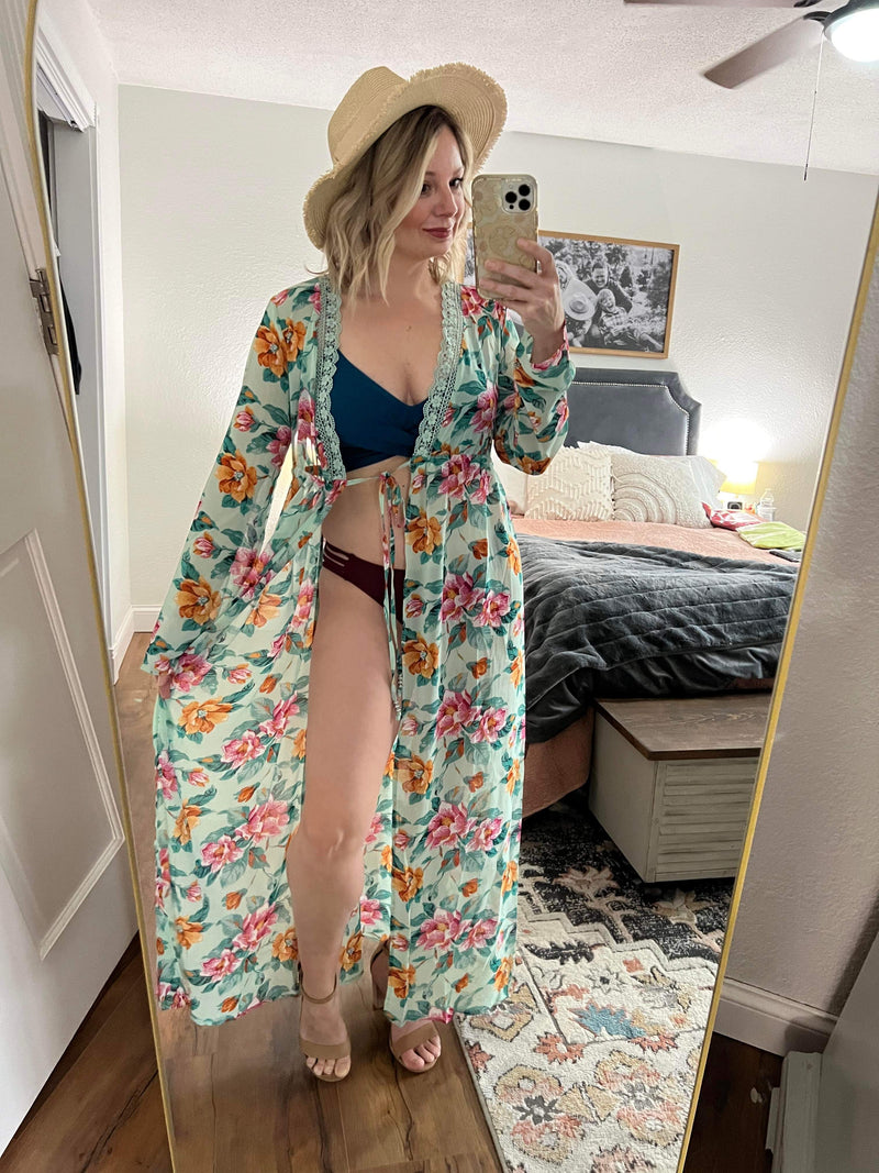 Floral Self Tie Kimono