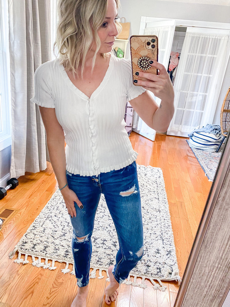 Poppy Button Down Knit Blouse