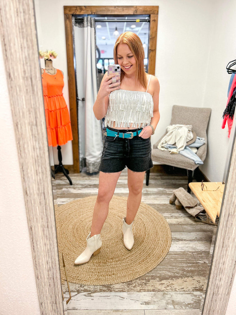 Metallic Fringe Crop Top