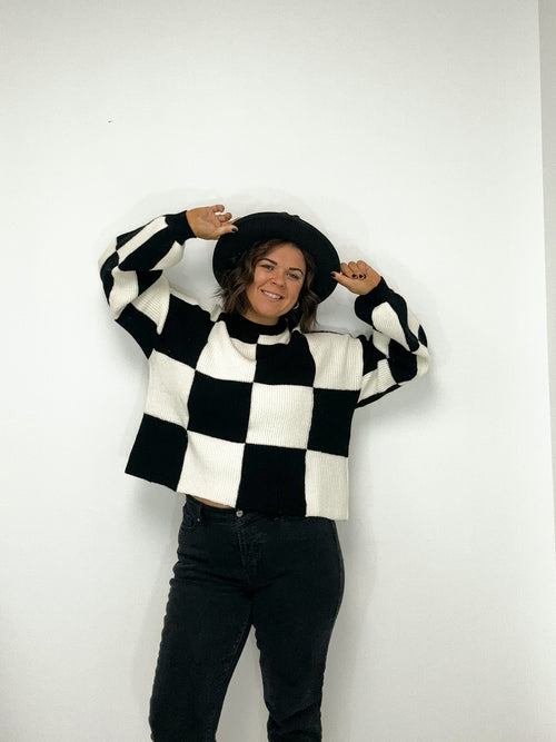 Black and White Checkered Sweater 