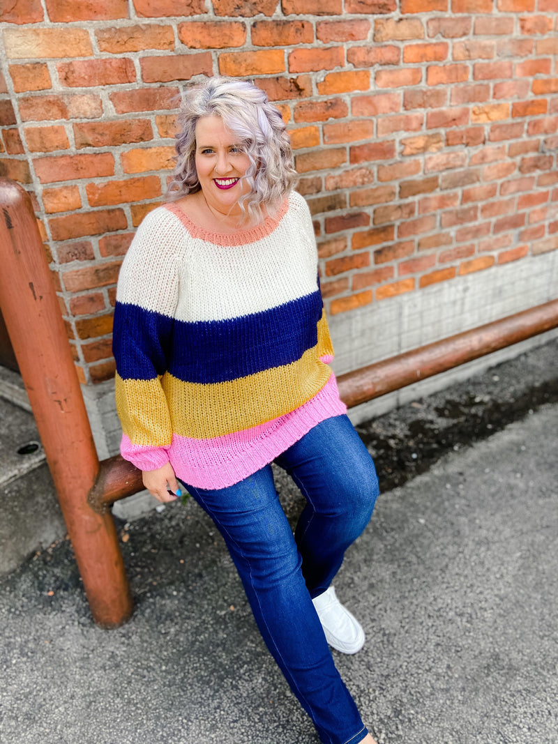 Cora Curvy Colorblock Sweater