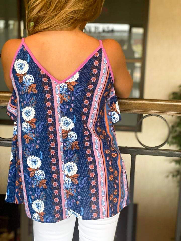 Boho Tribal Print Ruffle Tank