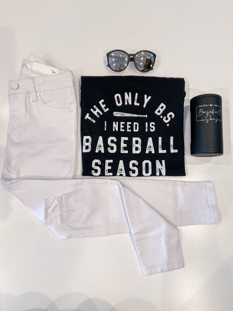 Black Baseball Graphic T-shirt that says only BS I need is Baseball Season