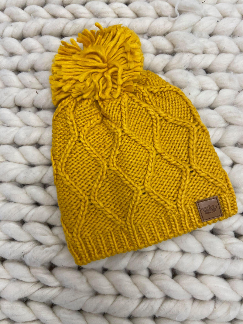 Cable Beanie with Yarn Pom