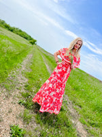 Orange Floral Printed Maxi Dress