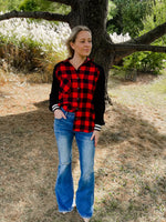 Plaid Long Sleeve Shirt with Varsity Cuff