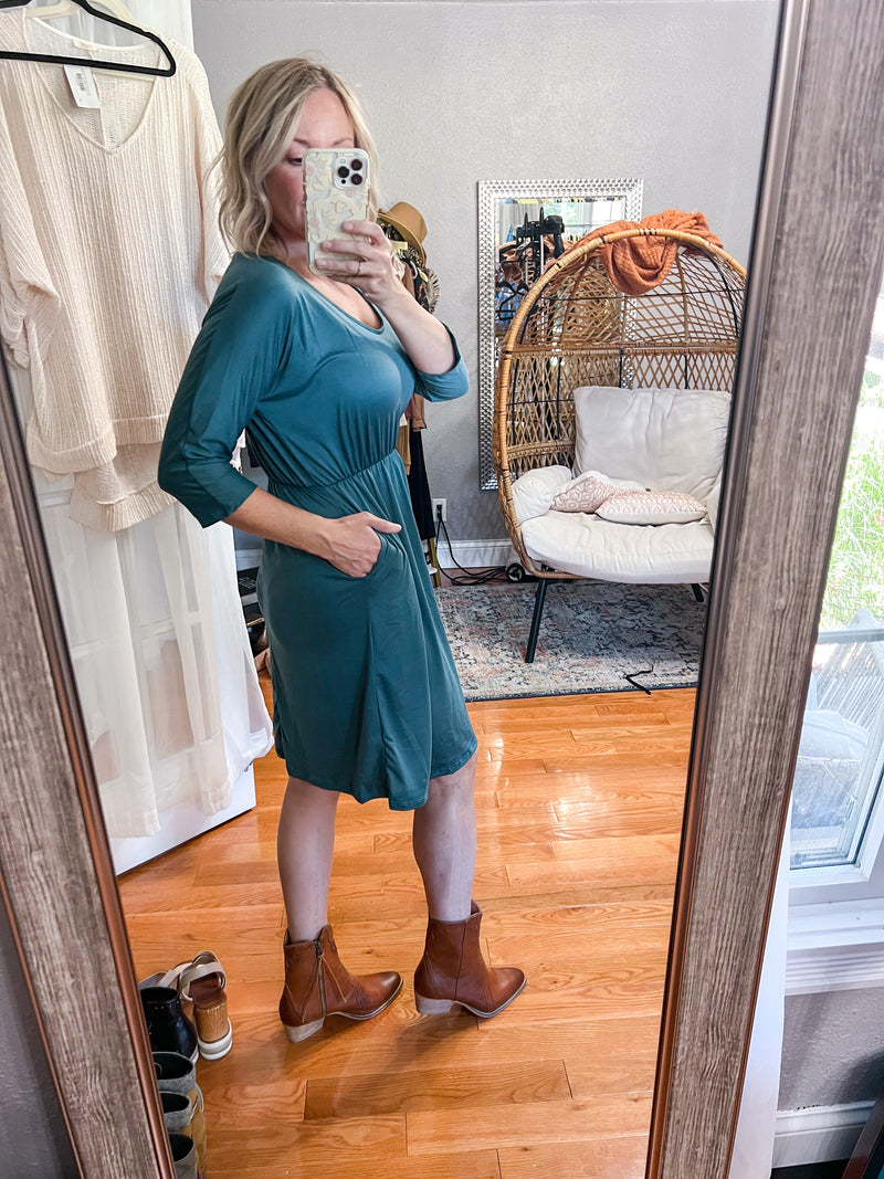 Sully Ruched Waist Long Sleeve Dress