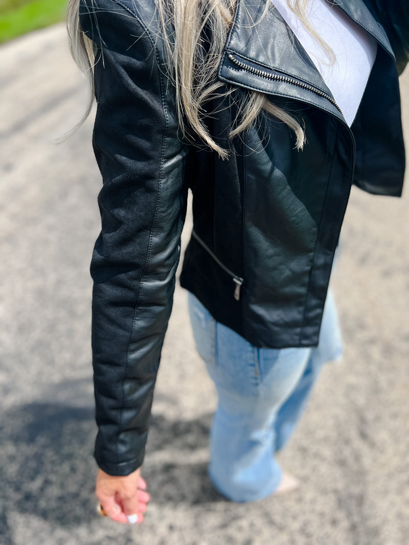 Cristy Vegan Leather Moto Jacket