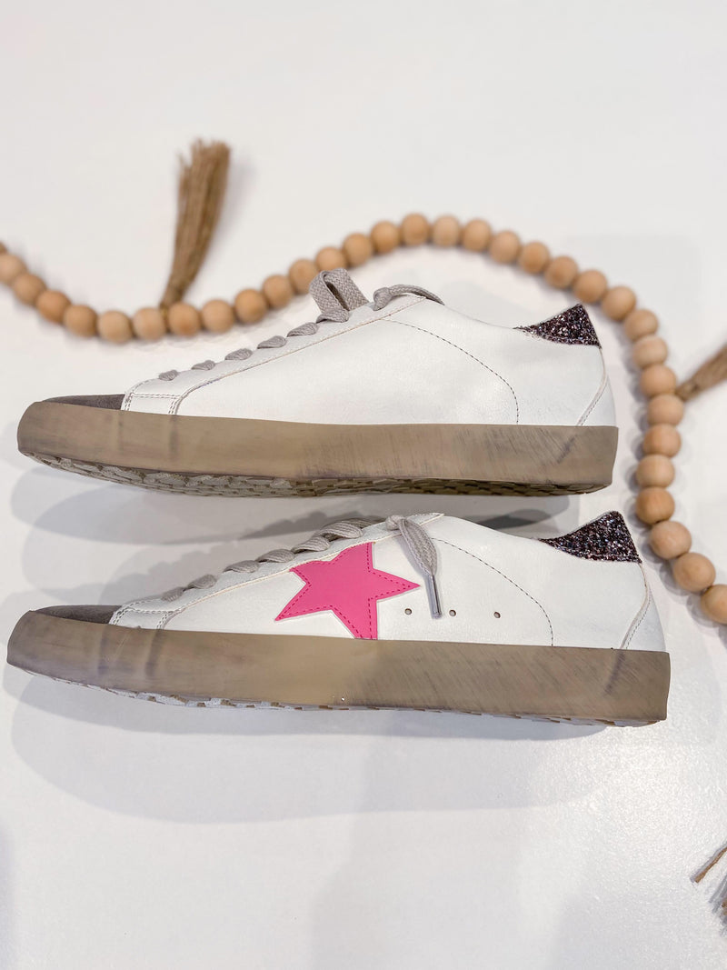 Paris Light Grey Sneakers with Pink Star