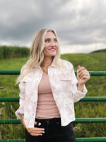 pink and white tie dye cropped jacket