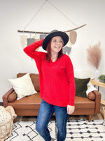 Red high-low tunic sweater