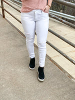 Angie Low Rise White Skinny Jeans